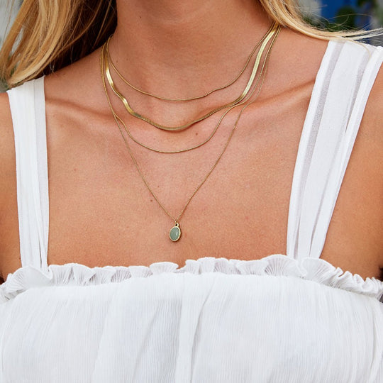 Collier Pendentif en Aventurine Verte