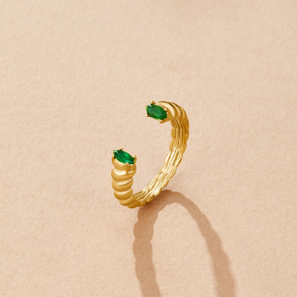 Bague Cuff Émeraude Verte