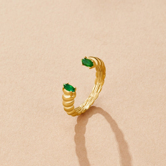 Bague Cuff Émeraude Verte