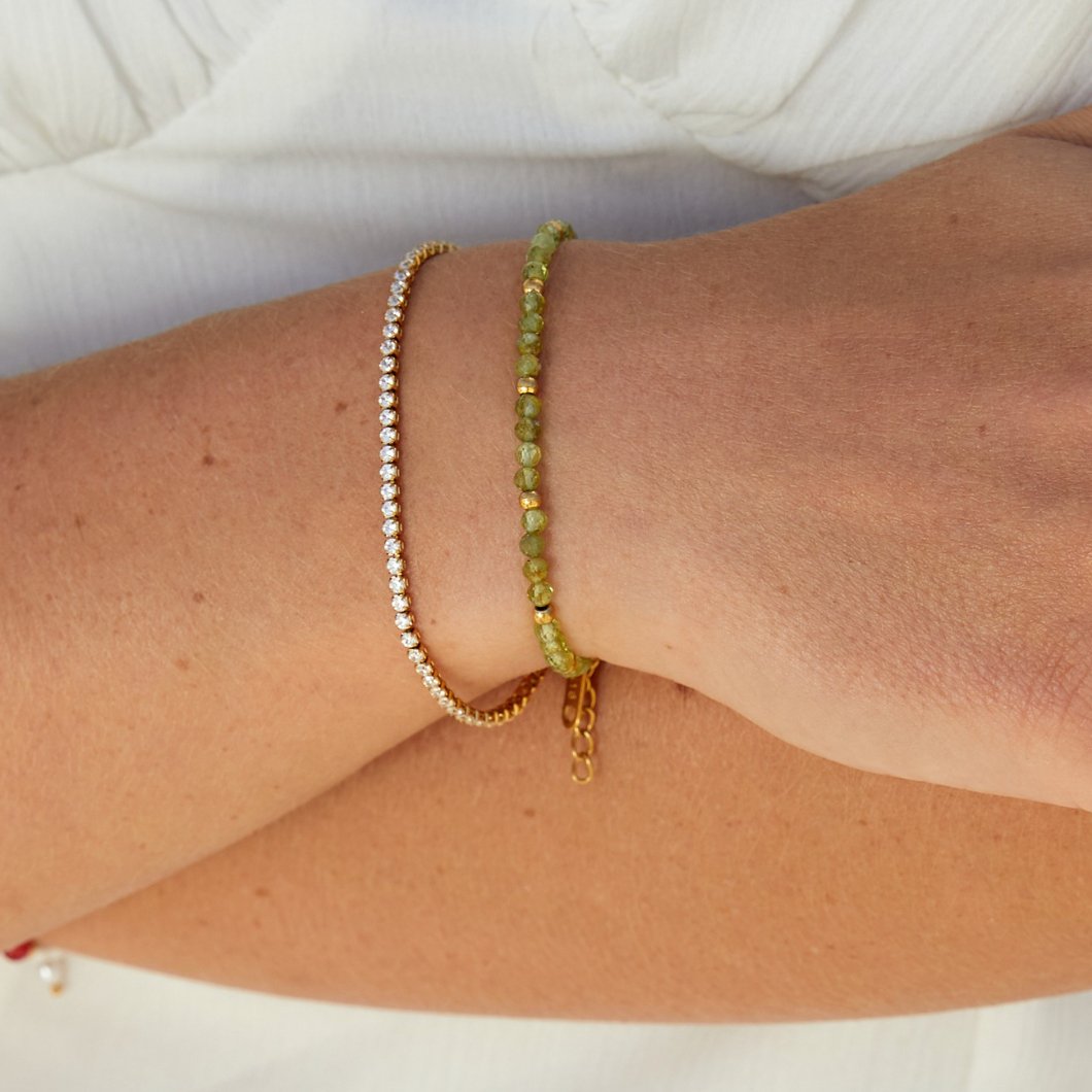 Bracelet en perles de péridot vert