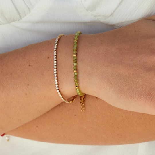 Bracelet en perles de péridot vert