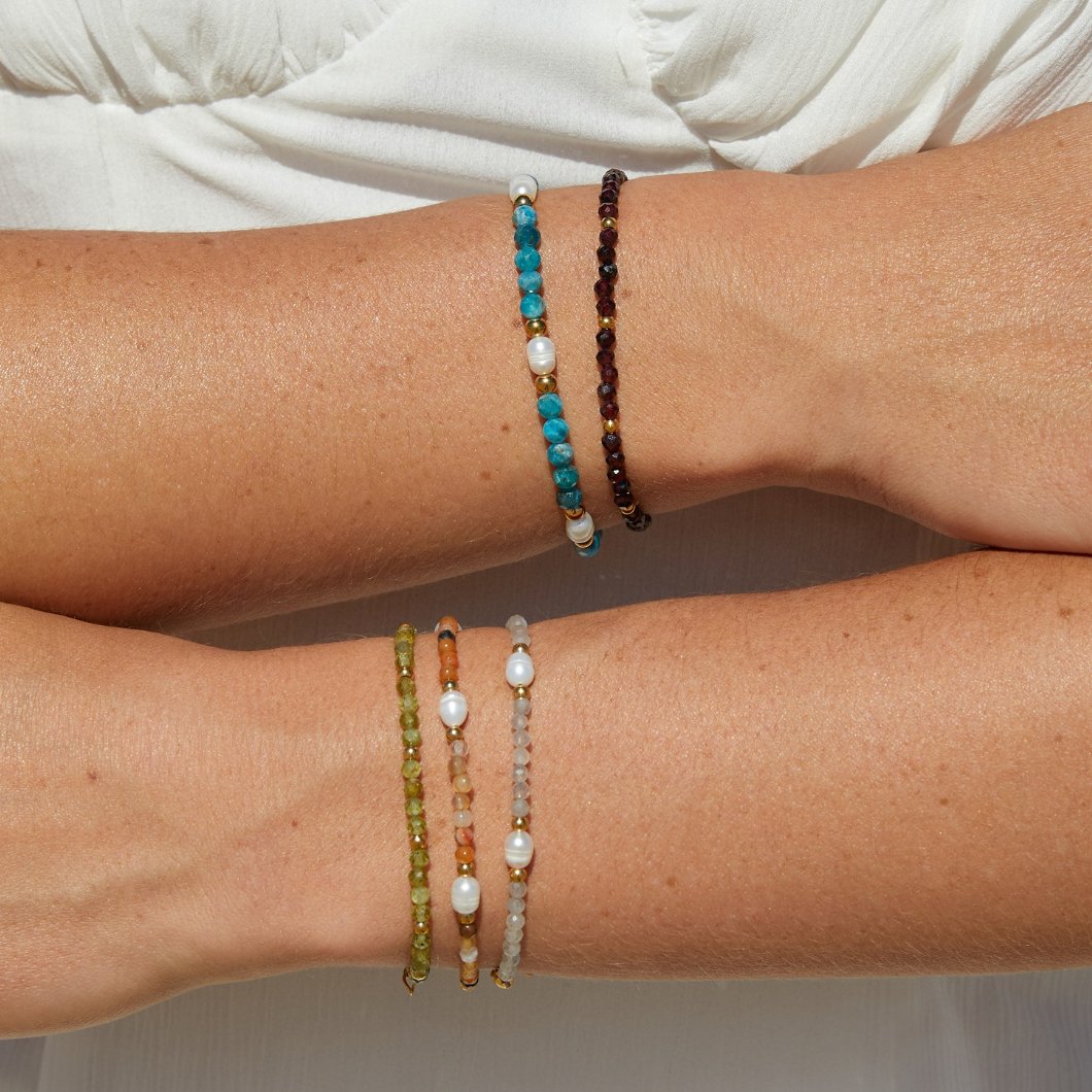Bracelet en perles de péridot vert