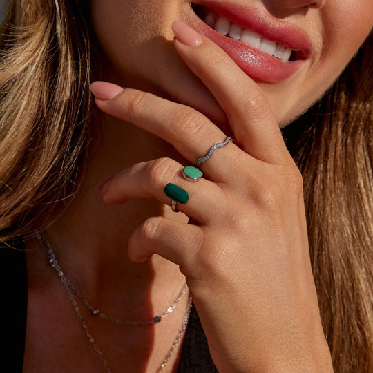 Bague Enveloppante en Argent de Saule Vert