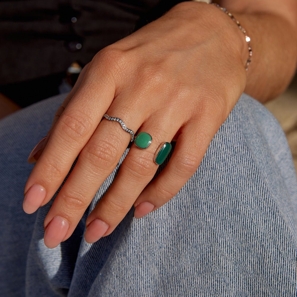 Bague Enveloppante en Argent de Saule Vert