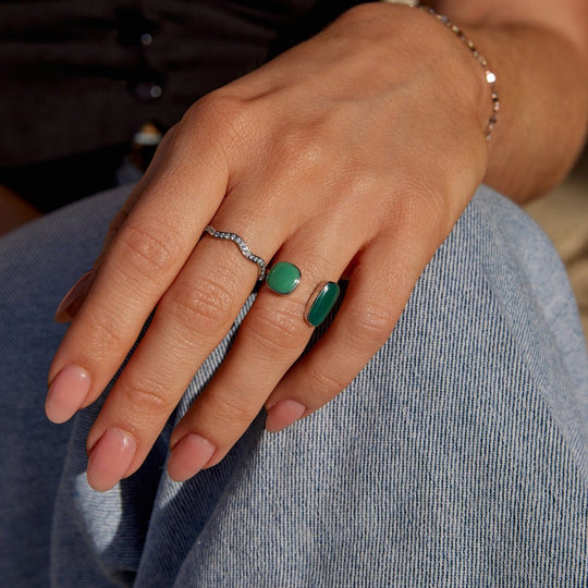 Bague Enveloppante en Argent de Saule Vert