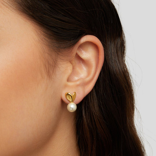 Boucles d'oreilles Cœur & Perle
