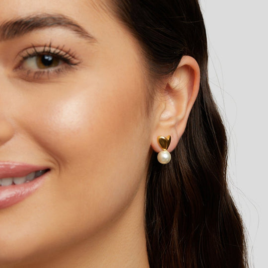Boucles d'oreilles Cœur & Perle