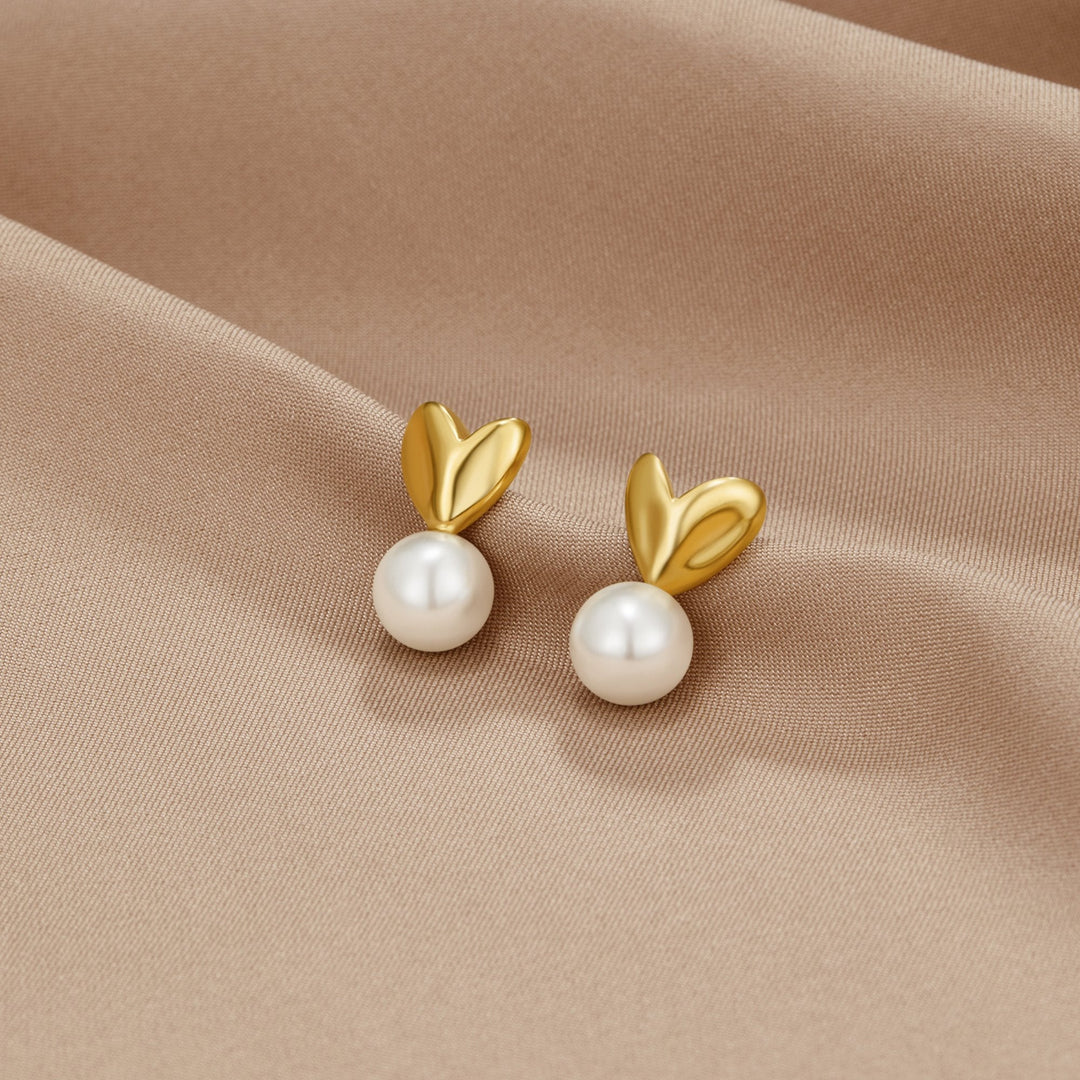 Boucles d'oreilles Cœur & Perle