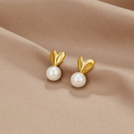 Boucles d'oreilles Cœur & Perle