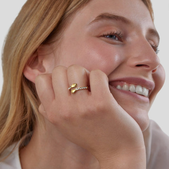 'Embrasse-moi pour toujours' Bague ajustable en Or 18K