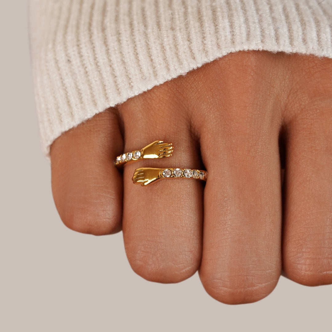 'Embrasse-moi pour toujours' Bague ajustable en Or 18K