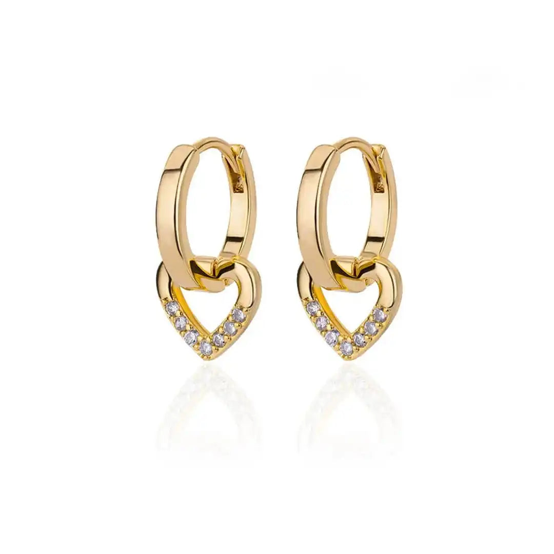 Boucles d'oreilles en zirconium en forme de cœur creux