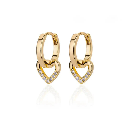 Boucles d'oreilles en zirconium en forme de cœur creux