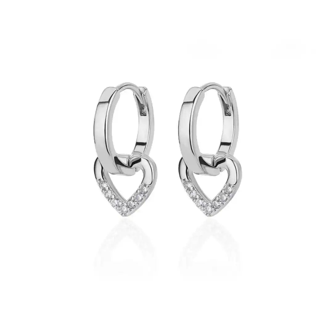 Boucles d'oreilles en zirconium en forme de cœur creux