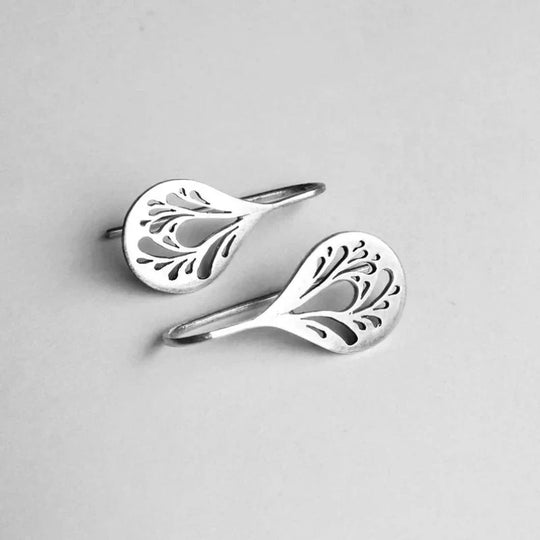 Boucles d'Oreilles Creuses Anciennes | Or Blanc