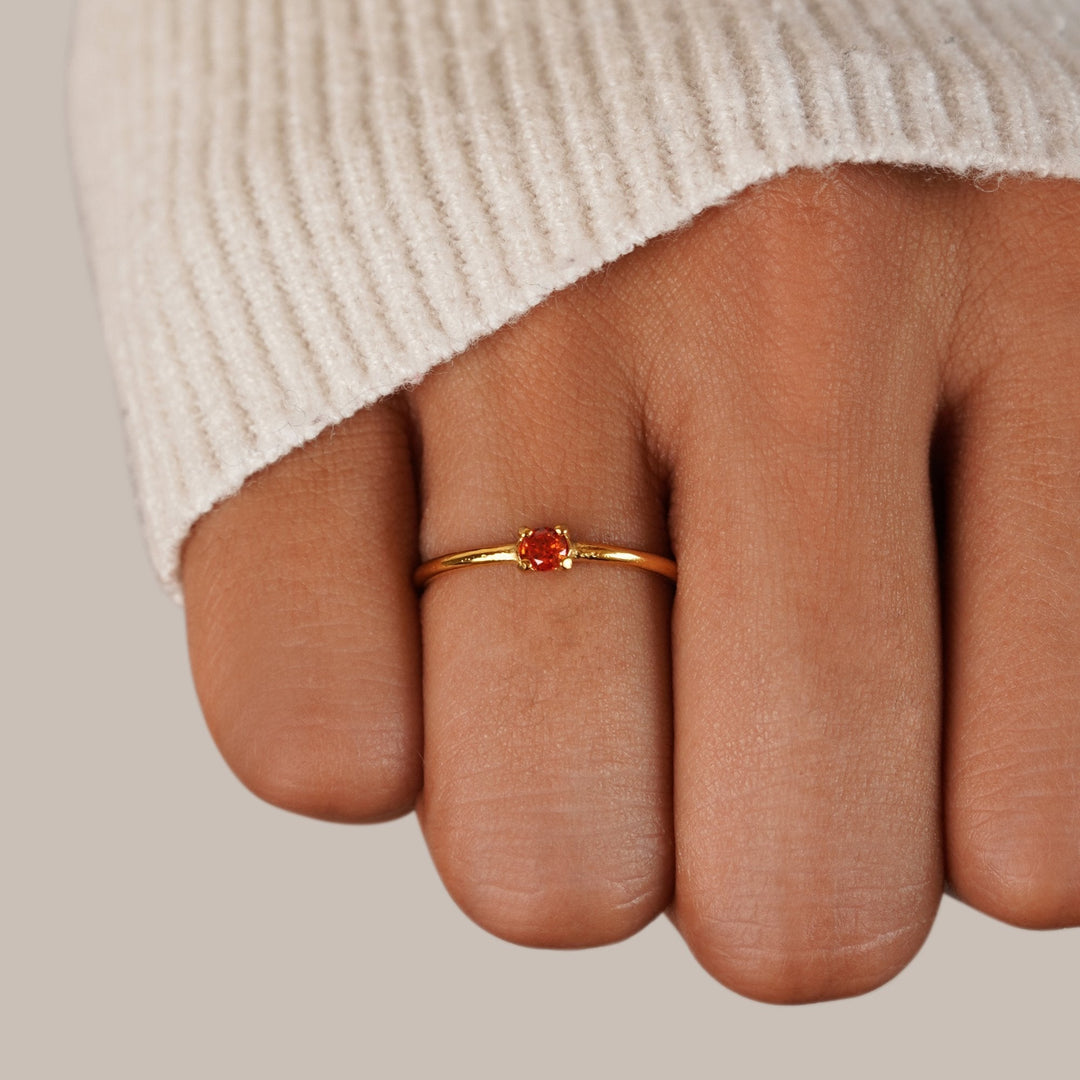 Bague en Or 18K Pierre de Naissance de Juillet
