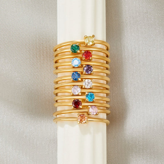 Bague en Or 18K Pierre de Naissance de Juin