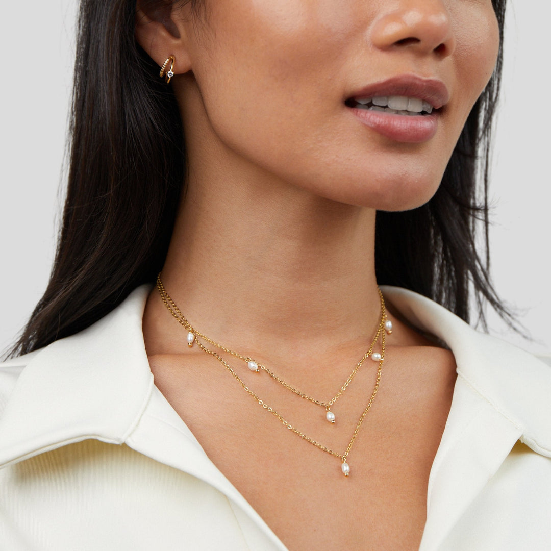 Collier superposé avec goutte de perle Kayla