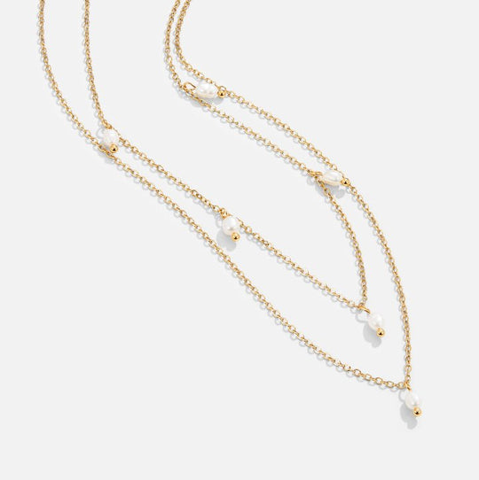 Collier superposé avec goutte de perle Kayla