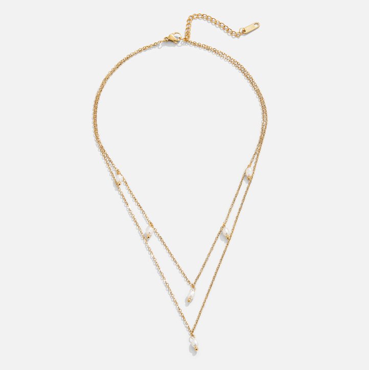 Collier superposé avec goutte de perle Kayla