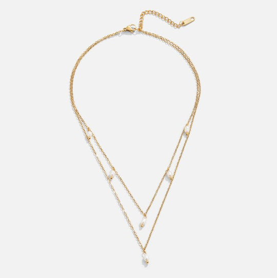 Collier superposé avec goutte de perle Kayla