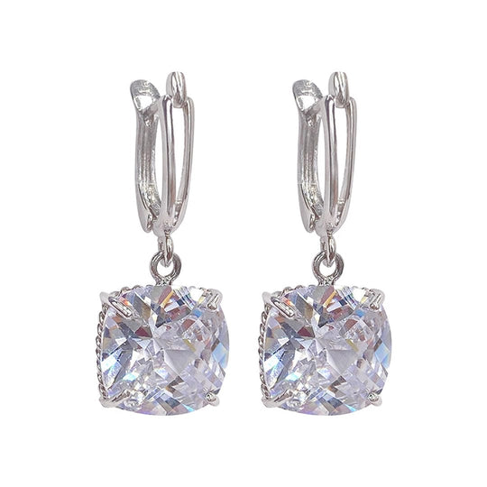 Boucles d'oreilles pendantes en zirconium or blanc