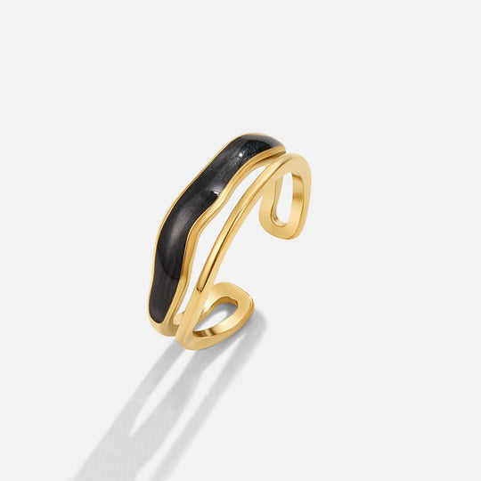Bague en Or Noir Sahara Superposée