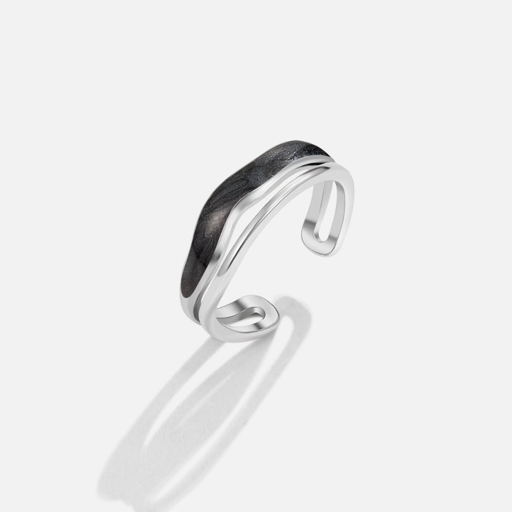 Bague en Argent Noir Sahara Superposée