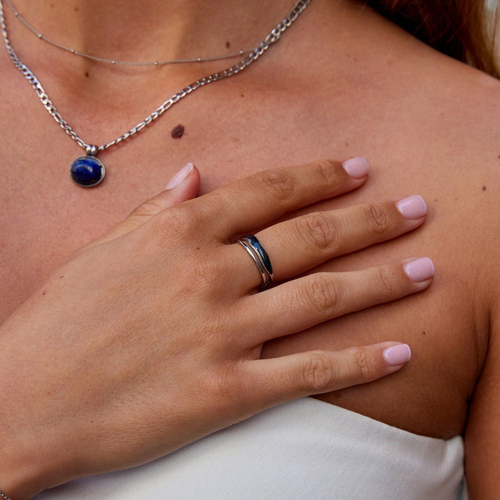 Bague en Argent Noir Sahara Superposée