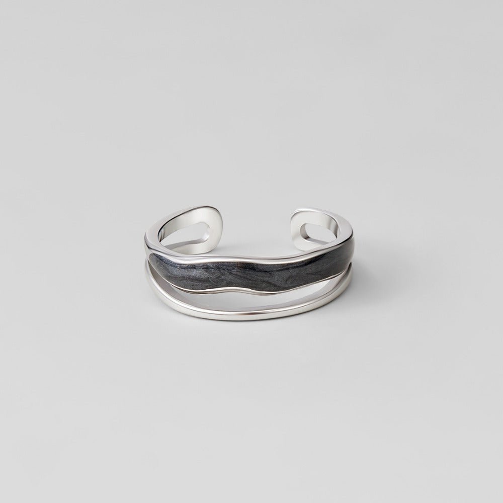 Bague en Argent Noir Sahara Superposée