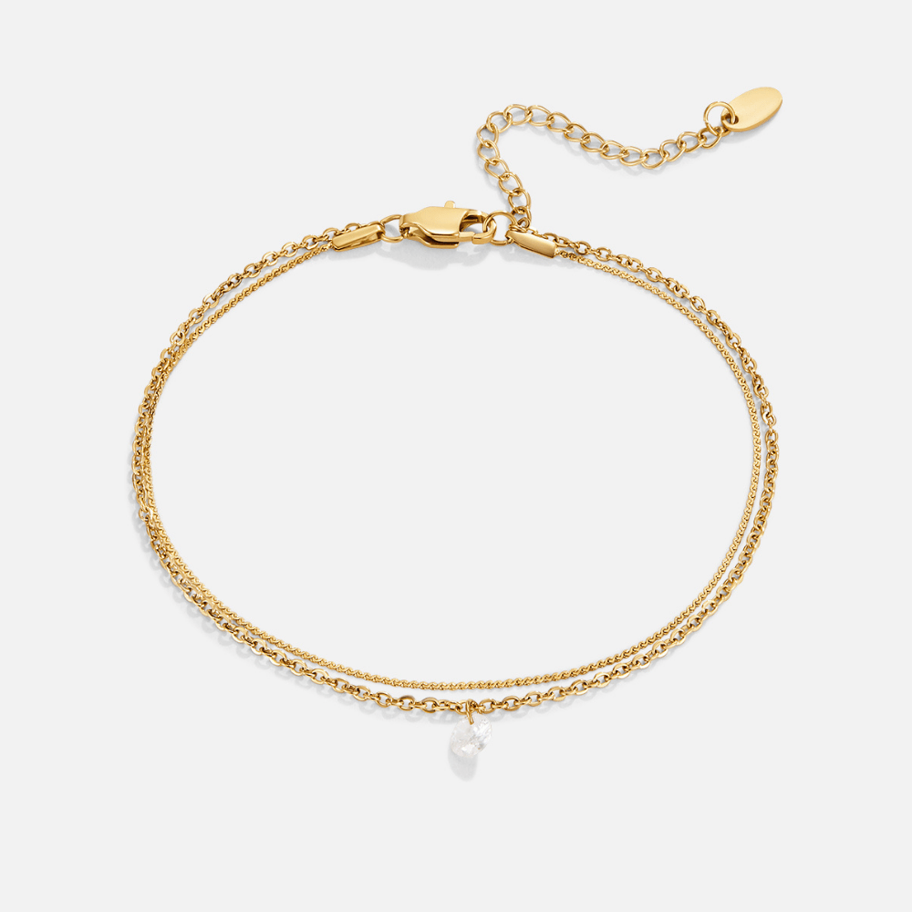 Bracelet de cheville en cristal délicat superposé