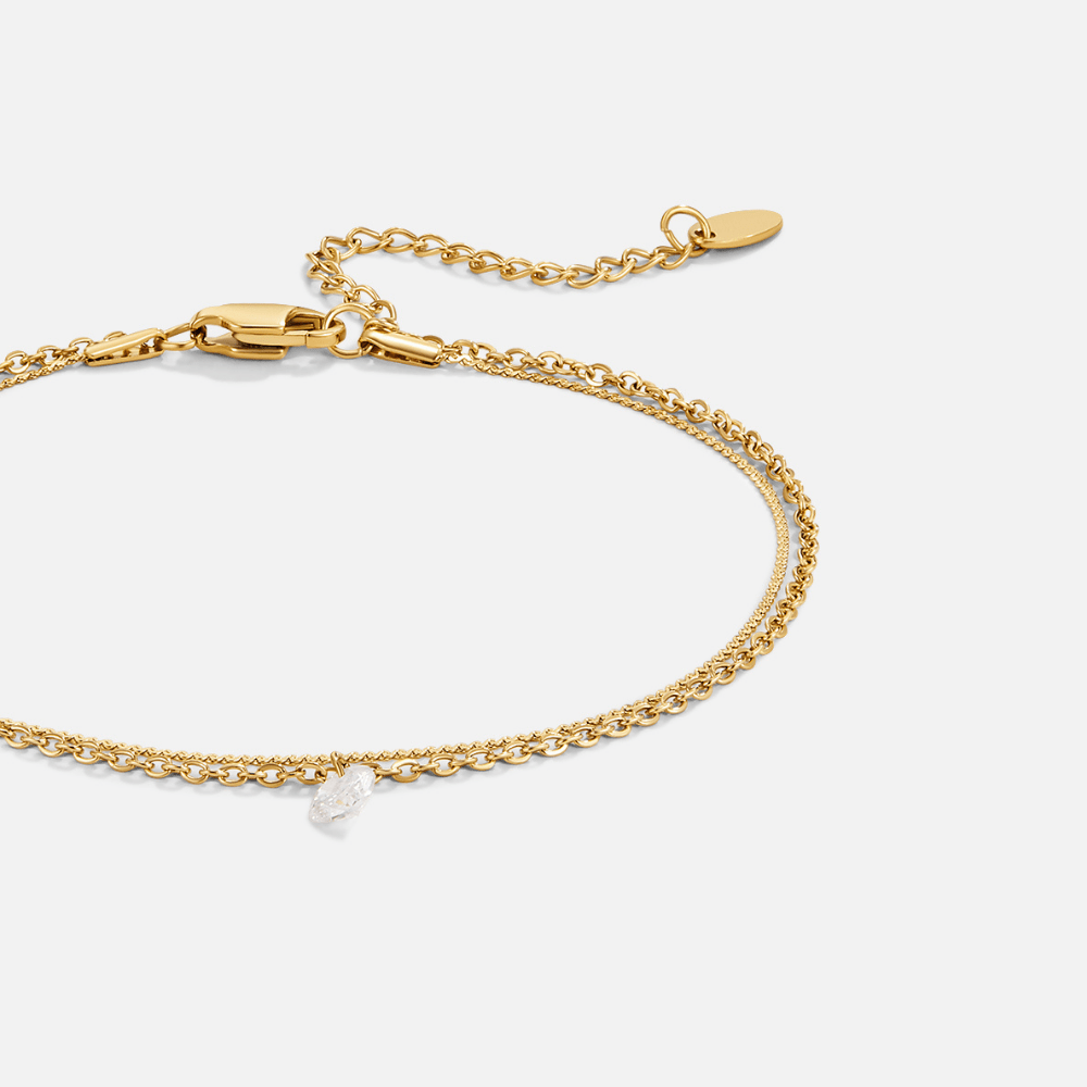 Bracelet de cheville en cristal délicat superposé
