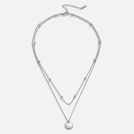 Collier Disque Superposé Argent