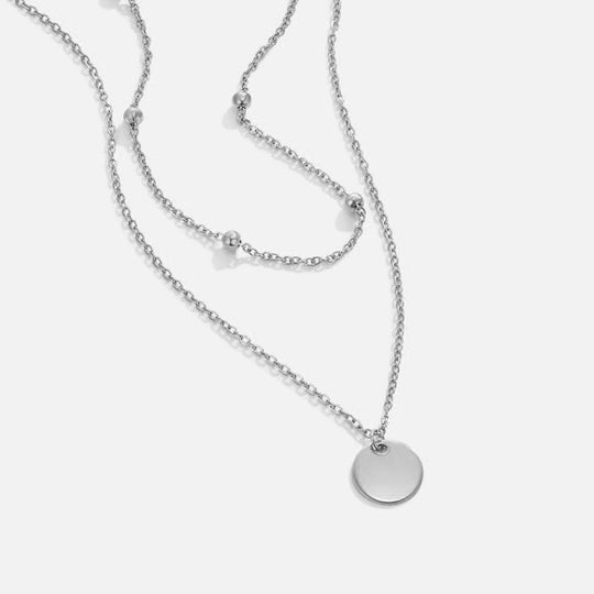 Collier Disque Superposé Argent