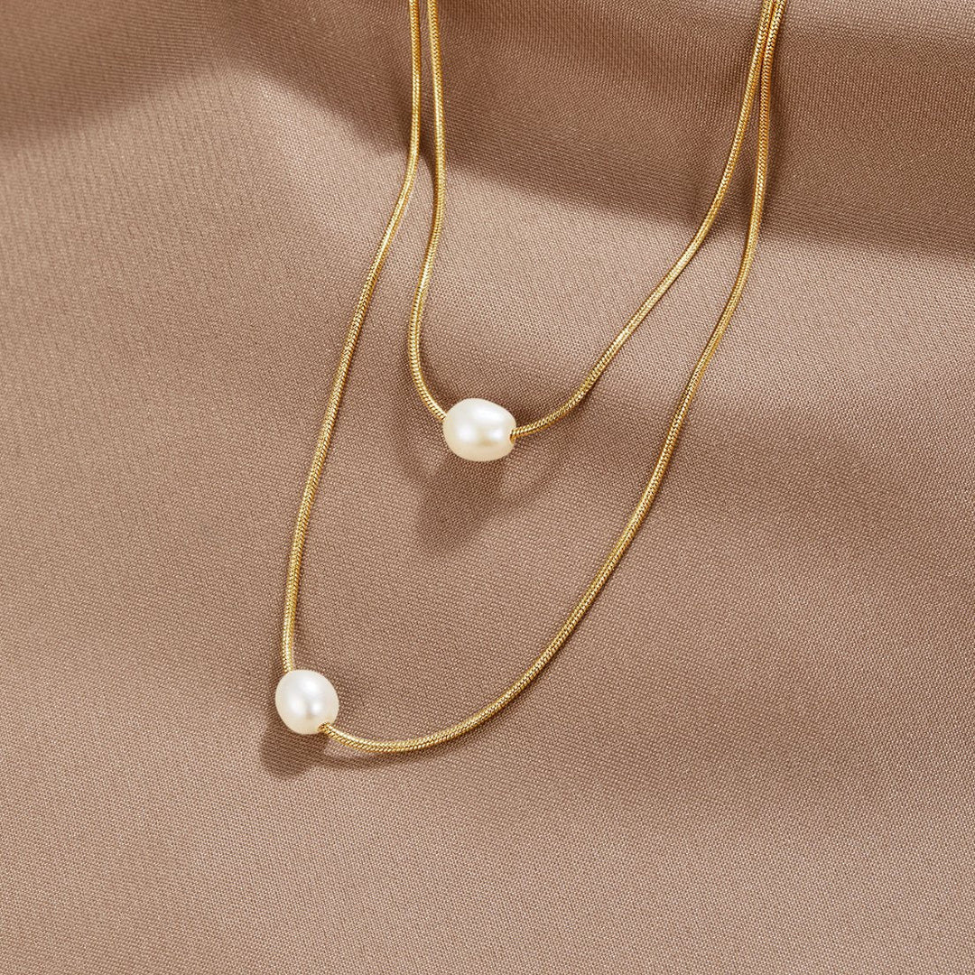 Collier en Perles d'Eau Douce Superposées