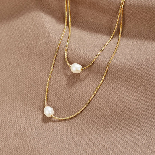 Collier en Perles d'Eau Douce Superposées
