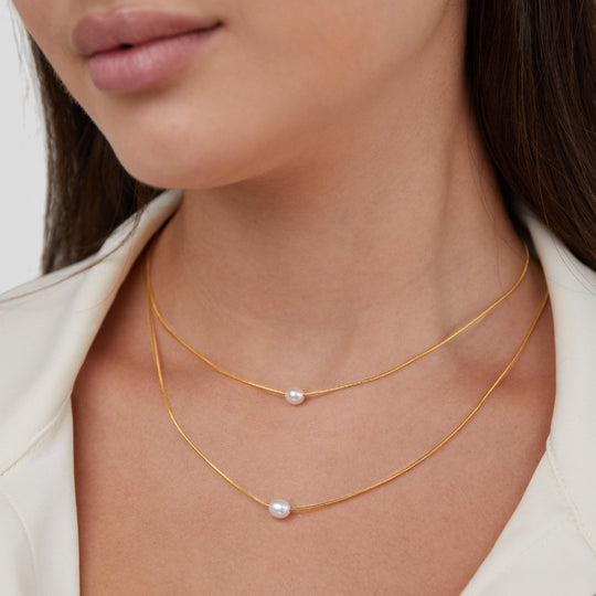 Collier en Perles d'Eau Douce Superposées