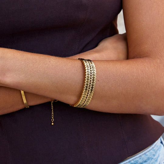 Bracelet en Feuille d'Or Superposée