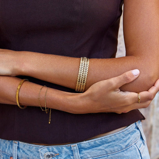 Bracelet en Feuille d'Or Superposée