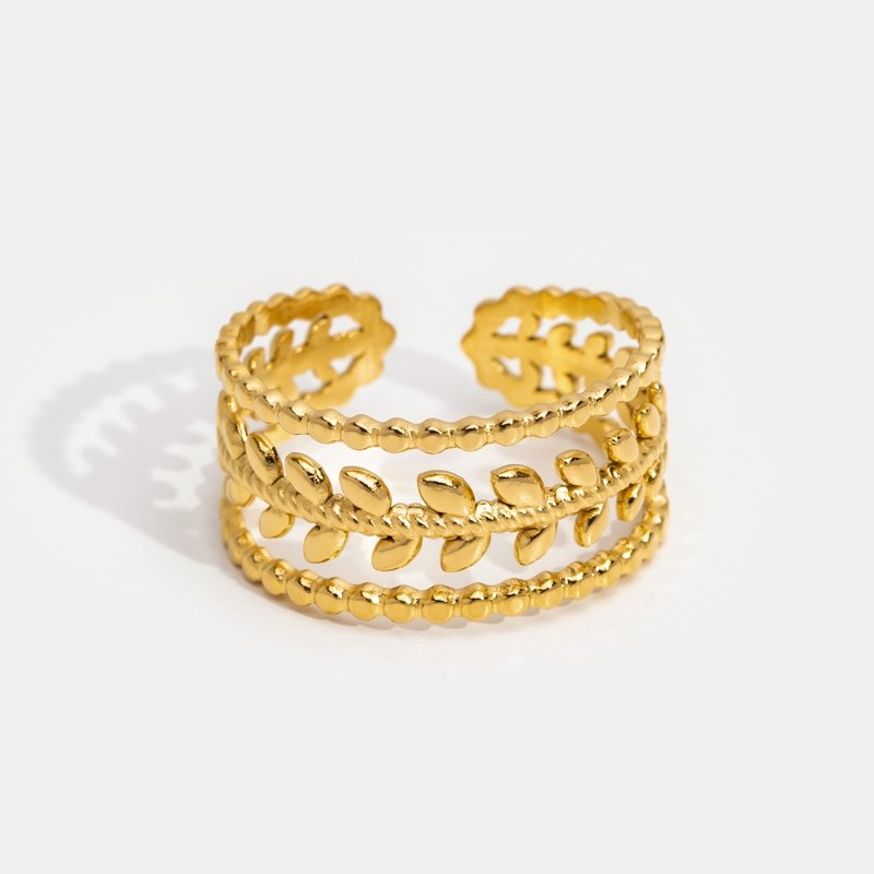 Bague Ajustable en Feuille d'Or Superposée Marissa