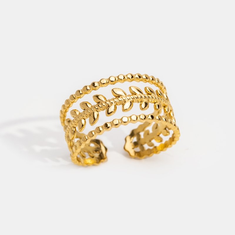 Bague Ajustable en Feuille d'Or Superposée Marissa