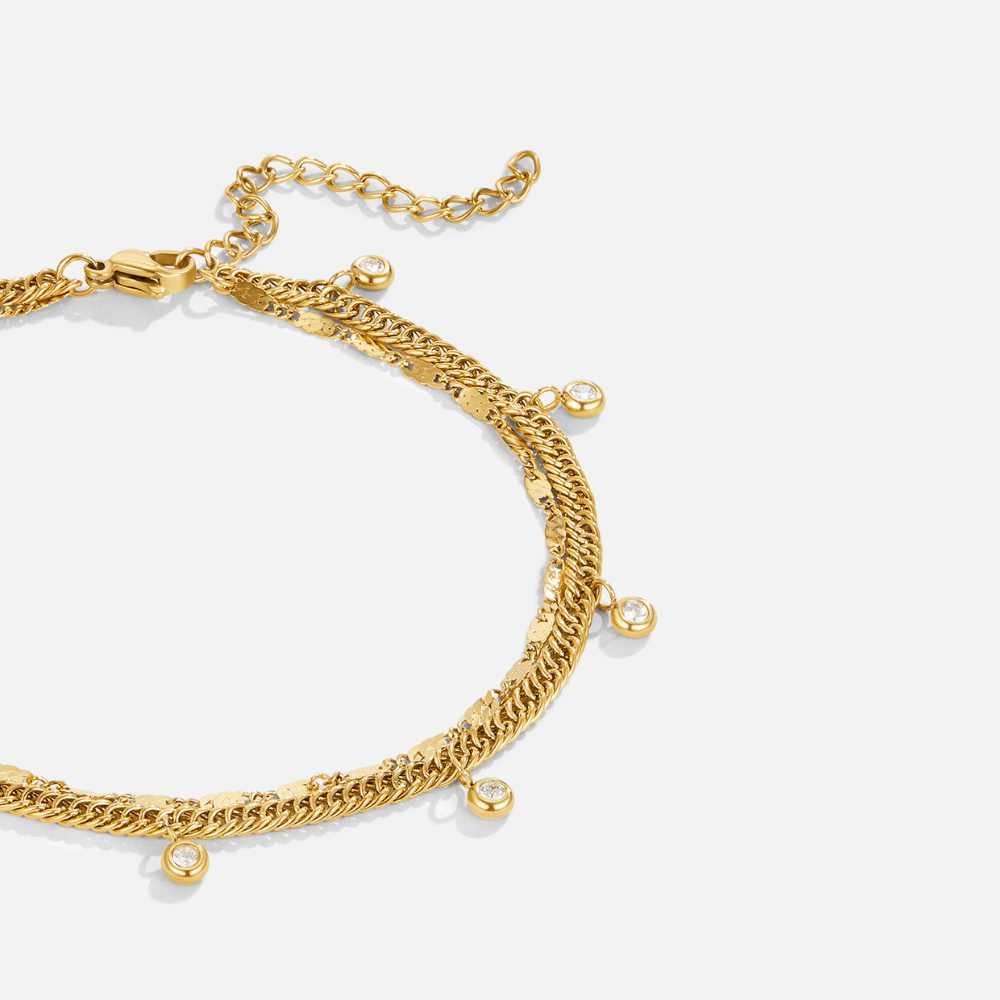 Bracelet de cheville en or Sabina superposé