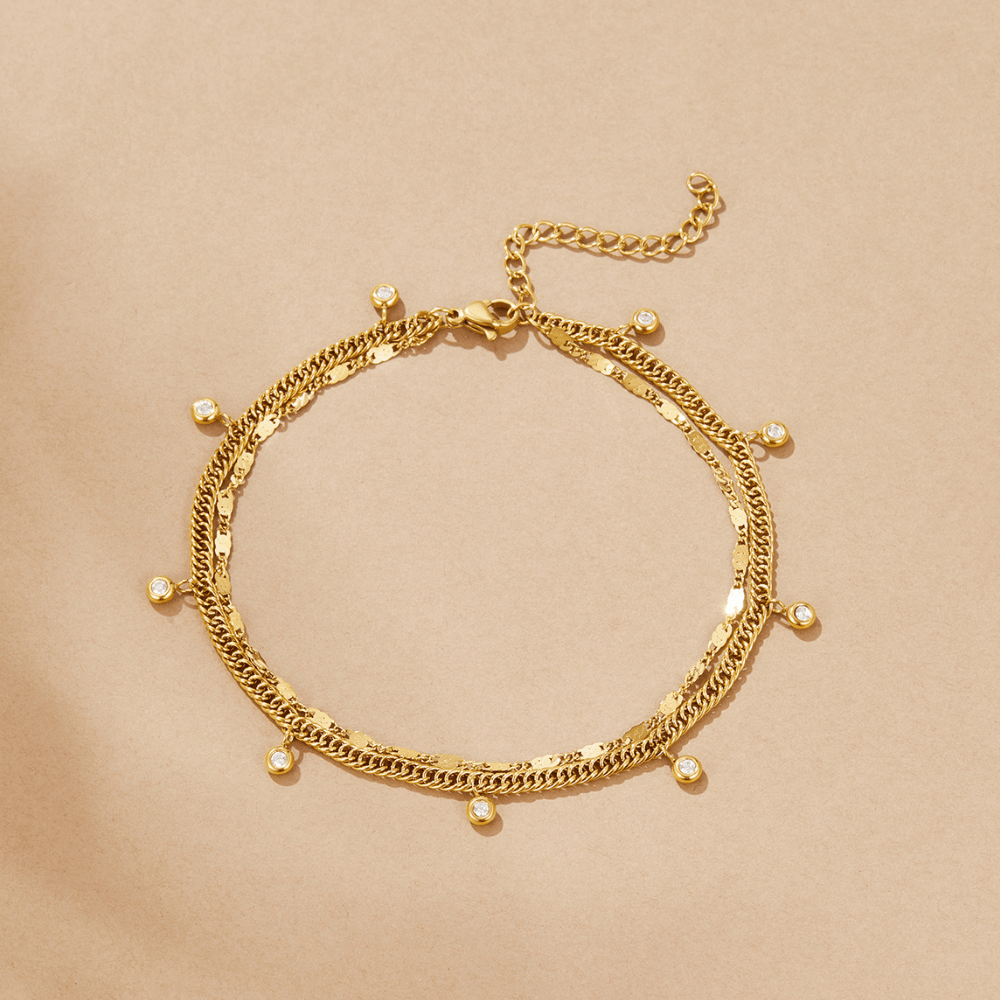 Bracelet de cheville en or Sabina superposé