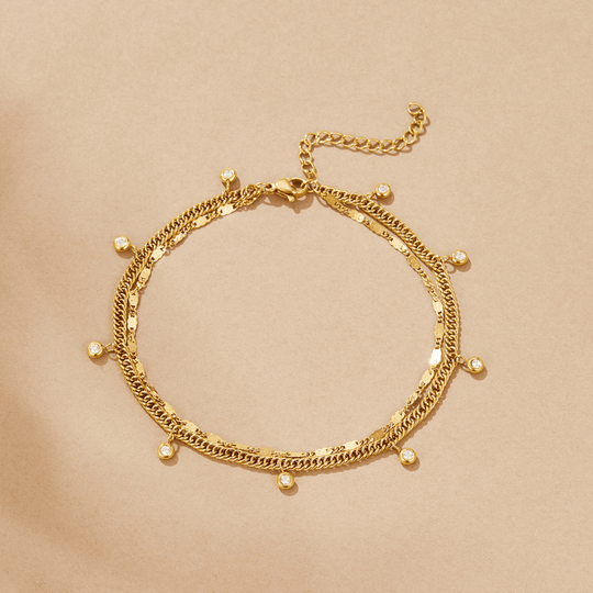 Bracelet de cheville en or Sabina superposé