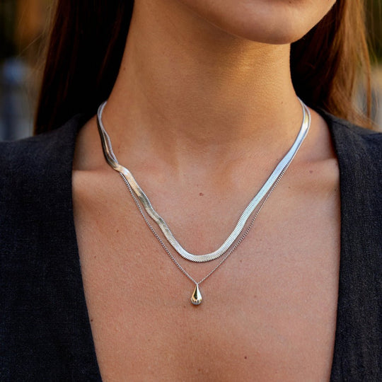 Collier en Argent Superposé Bella en Forme de Goutte