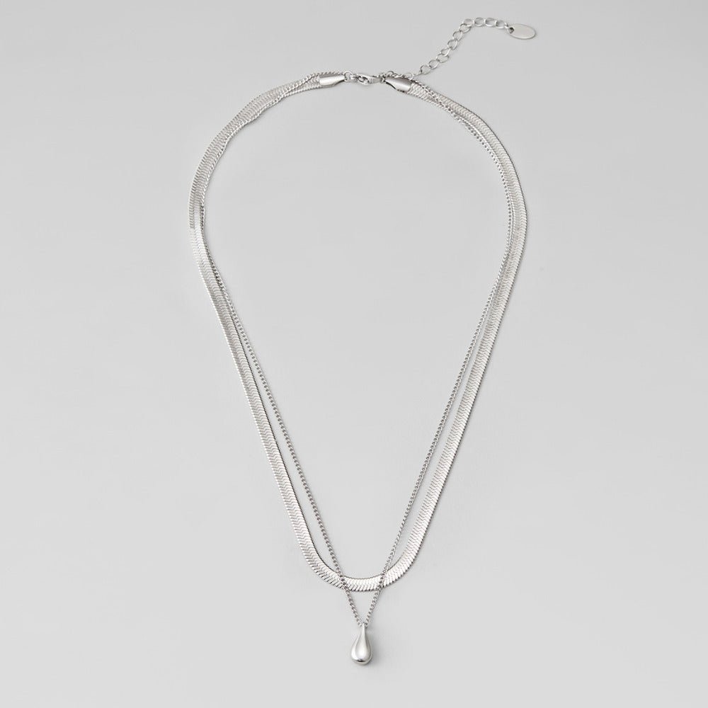 Collier en Argent Superposé Bella en Forme de Goutte