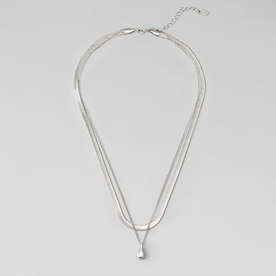 Collier en Argent Superposé Bella en Forme de Goutte