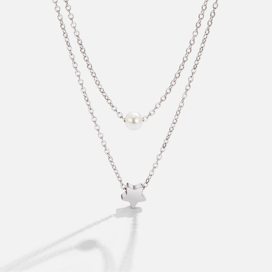Collier en Argent Superposé avec Étoile & Perle