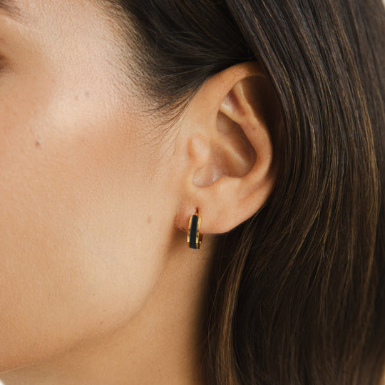Boucles d'oreilles créoles noires Leigh