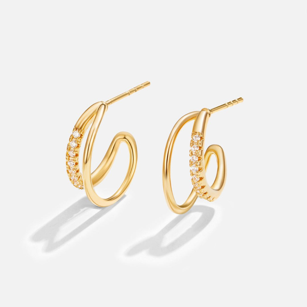 Boucles d'oreilles Leyla Crystal Double Hoop